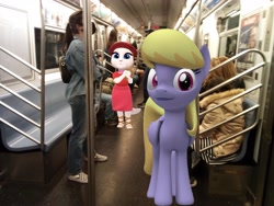 Size: 3264x2448 | Tagged: safe, artist:topsangtheman, imported from derpibooru, cloud kicker, pegasus, pony, 3d, high res, irl, looking at you, new york city subway, photo, ponies in real life, solo, source filmmaker