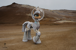 Size: 2560x1707 | Tagged: safe, artist:teonanakatle, imported from derpibooru, oc, oc only, earth pony, pony, 3d, earth pony oc, female, grin, high res, mare, oc name needed, raised hoof, smiling, solo, spacesuit