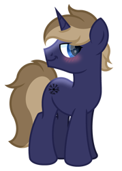 Size: 2154x3001 | Tagged: safe, artist:ponkus, imported from derpibooru, oc, oc only, oc:bottom text, pony, unicorn, derpibooru community collaboration, 2022 community collab, blushing, cute, high res, horn, male, pony oc, show accurate, simple background, solo, stallion, transparent background, unicorn oc