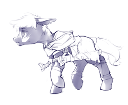 Size: 1547x1277 | Tagged: safe, artist:blue ink, imported from derpibooru, earth pony, pony, fantasy class, monochrome, simple background, solo, sword, warrior, weapon, white background