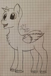 Size: 640x951 | Tagged: safe, artist:toli mintdrop, imported from derpibooru, alicorn, pony, base, chest fluff, graph paper, male, pencil drawing, pony base, sketch, solo, stallion, traditional art, unshorn fetlocks