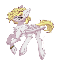 Size: 1115x1199 | Tagged: safe, artist:таланта нет, imported from derpibooru, oc, oc only, oc:ludwig von leeb, pegasus, pony, blonde hair, butt, clock, ear fluff, glasses, green eyes, looking at you, male, plot, simple background, solo, stallion, white background, wings