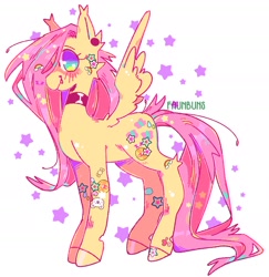 Size: 1774x1825 | Tagged: safe, artist:faunbuns, imported from derpibooru, fluttershy, pegasus, pony, choker, ear piercing, earring, female, jewelry, mare, piercing, smiling, solo, sticker