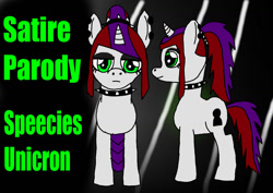 Size: 1280x905 | Tagged: safe, artist:maideshy, imported from derpibooru, oc, oc only, oc:satire parody, pony, unicorn, 2d, digital art, donut steel, goth, misspelling, reference sheet, solo