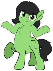 Size: 604x810 | Tagged: safe, artist:smoldix, edit, imported from derpibooru, oc, oc only, oc:filly anon, earth pony, pony, taur, :t, base used, female, filly, ponytaur, recolor, shrug, shrugpony, simple background, solo, transparent background