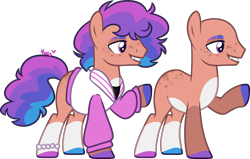 Size: 2472x1573 | Tagged: safe, artist:kurosawakuro, imported from derpibooru, oc, oc only, earth pony, pony, bald, base used, clothes, magical gay spawn, male, offspring, parent:apple split, parent:flash sentry, simple background, solo, stallion, transparent background