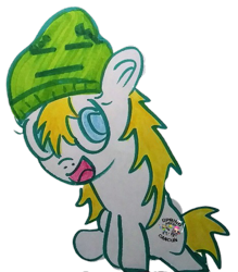 Size: 467x534 | Tagged: safe, artist:dex stewart, imported from derpibooru, oc, oc only, oc:fargate, earth pony, pony, aqua teen hunger force, beanie, hat, ignignokt, simple background, solo, traditional art, transparent background, universal remonster