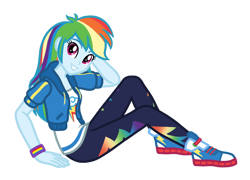 Size: 970x700 | Tagged: safe, artist:wavebreeze234, imported from derpibooru, rainbow dash, equestria girls, clothes, converse, pants, shoes, simple background, smiling, solo, transparent background