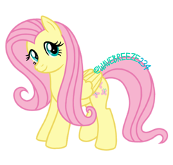 Size: 970x926 | Tagged: safe, artist:wavebreeze234, imported from derpibooru, fluttershy, pegasus, pony, eyelashes, female, folded wings, g4, looking at you, mare, signature, simple background, smiling, solo, tail, transparent background, wings