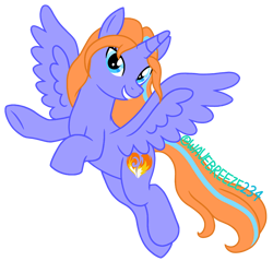 Size: 970x926 | Tagged: safe, artist:wavebreeze234, imported from derpibooru, oc, oc only, alicorn, pony, alicorn oc, horn, signature, simple background, smiling, solo, transparent background, underhoof, wings