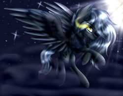 Size: 4500x3500 | Tagged: safe, artist:beamybutt, imported from derpibooru, oc, oc only, pegasus, pony, ear fluff, eyelashes, flying, night, pegasus oc, solo, sombra eyes, stars