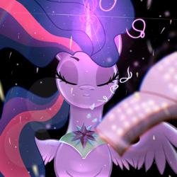 Size: 1080x1080 | Tagged: safe, artist:杏银花开, imported from derpibooru, twilight sparkle, alicorn, pony, book, female, magic, mare, solo, twilight sparkle (alicorn)