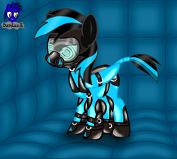 Size: 4608x4154 | Tagged: safe, alternate version, artist:damlanil, imported from derpibooru, oc, oc only, oc:nightlight aura, pegasus, pony, alternate universe, barcode, bondage, boots, bound wings, brainwashing, buckle, catsuit, caution sign, clothes, collar, commission, cute, eyeshadow, female, fireheart76's latex suit design, gag, gas mask, gimp, gimp suit, gloves, hood, hypnogear, hypnosis, hypnotized, latex, latex boots, latex gloves, latex suit, lock, makeup, mare, mask, muzzle gag, padded cell, prisoners of the moon, restrained, restraints, rubber, rubber suit, shiny, shiny mane, shoes, solo, story, story included, straps, suit, swirly eyes, text, vector, visor, wings