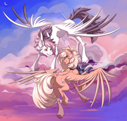 Size: 3333x3170 | Tagged: safe, artist:1an1, imported from derpibooru, oc, oc only, oc:keji, oc:mirta whoowlms, pegasus, pony, female, high res, kejitash, male, mare, stallion