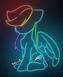 Size: 1243x1502 | Tagged: safe, artist:shavurrr, imported from derpibooru, rainbow dash, pegasus, pony, female, light, mare, neon, sitting, solo