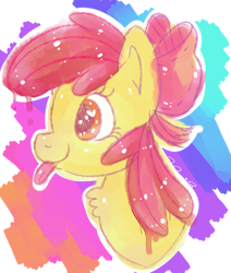 Size: 1024x1205 | Tagged: safe, artist:xbubblegumcherryx, imported from derpibooru, apple bloom, earth pony, pony, adorabloom, bust, cute, female, filly, heart eyes, portrait, simple background, solo, tongue out, transparent background, wingding eyes