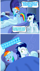 Size: 1280x2244 | Tagged: safe, artist:mlplary6, imported from derpibooru, rainbow dash, soarin', pegasus, pony, bed, comic, female, hypocritical humor, male, shipping, sleeping, snoring, soarindash, straight