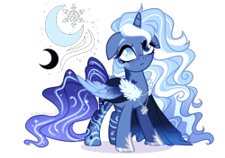 Size: 1700x1200 | Tagged: safe, artist:gihhbloonde, imported from derpibooru, oc, oc only, alicorn, pony, female, magical lesbian spawn, mare, offspring, parent:oc:snowdrop, parent:princess luna, simple background, solo, transparent background