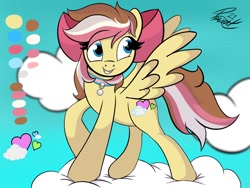 Size: 1080x810 | Tagged: safe, artist:bunnyboi0108, imported from derpibooru, oc, oc:nea, pegasus, cloud, cute, on a cloud, reference sheet, standing on a cloud