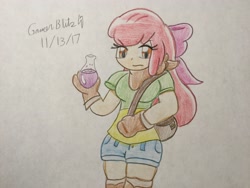 Size: 3264x2448 | Tagged: safe, artist:gmangamer25, imported from derpibooru, apple bloom, human, high res, humanized, older, potion, satchel, traditional art