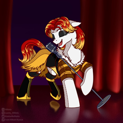 Size: 1280x1280 | Tagged: safe, artist:hilloty, imported from derpibooru, oc, oc only, pony, commission, singing, solo, transistor