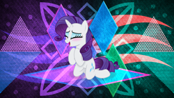 Size: 3840x2160 | Tagged: safe, artist:anime-equestria, artist:laszlvfx, edit, imported from derpibooru, rarity, pony, blushing, high res, kneeling, solo, wallpaper, wallpaper edit