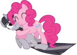 Size: 4000x2824 | Tagged: safe, artist:midnight--blitz, artist:wardex101, edit, imported from derpibooru, pinkie pie, twilight sparkle, alicorn, earth pony, pony, princess twilight sparkle (episode), ^^, crying, cute, discorded, discorded twilight, duo, duo female, eyes closed, female, folded wings, high res, horn, hug, mare, one eye closed, pink mane, pink tail, simple background, sitting, smiling, tail, transparent background, twilight sparkle (alicorn), twilight tragedy, vector, wings