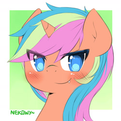 Size: 1900x1900 | Tagged: safe, artist:nekowyn, imported from derpibooru, oc, oc only, pony, unicorn, bust, food, icon, looking at you, orange, solo