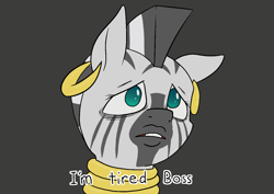 Size: 1414x1000 | Tagged: source needed, safe, artist:happy harvey, imported from derpibooru, zecora, pony, zebra, bags under eyes, colored pupils, dialogue, ear piercing, earring, female, jewelry, looking up, mare, phone drawing, piercing, sad, solo, tired