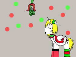 Size: 1202x904 | Tagged: safe, artist:ask-luciavampire, imported from derpibooru, oc, pony, undead, vampire, christmas, holiday, mistletoe