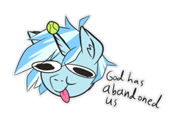 Size: 1280x926 | Tagged: safe, artist:aurorakins, imported from derpibooru, oc, oc only, oc:aurora, unicorn, ball, silly, simple background, solo, tennis ball, text, tongue out, transparent background