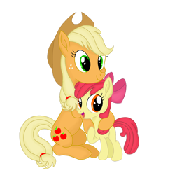 Size: 1680x1680 | Tagged: safe, artist:mumuqiu049, imported from derpibooru, apple bloom, applejack, earth pony, pony, female, filly, hug, mare, simple background, transparent background