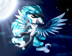 Size: 5384x4242 | Tagged: safe, artist:beamybutt, imported from derpibooru, oc, oc only, pegasus, pony, ear fluff, eyelashes, female, fishnets, flying, mare, pegasus oc, solo, stars