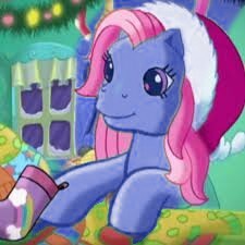 Size: 225x225 | Tagged: safe, edit, edited screencap, imported from derpibooru, screencap, clover (g1), a very minty christmas, my little pony tales, christmas, cloverbetes, cute, female, g1, g1 to g3, g3, generation leap, hat, holiday, mare, nothing says christmas like a pair of socks, santa claus, santa hat, solo, song