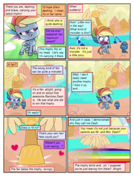 Size: 612x802 | Tagged: safe, artist:winged cat, edit, edited screencap, imported from derpibooru, screencap, rainbow dash, smallfry, pegasus, pony, comic:friendship is dragons, my little pony: pony life, the best of the worst, comic, dialogue, eyelashes, female, g4.5, mare, open mouth, screencap comic, smiling, wings