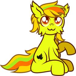 Size: 1487x1481 | Tagged: safe, artist:lincolnbrewsterfan, derpibooru exclusive, imported from derpibooru, oc, oc:sylvan melody, earth pony, derpibooru community collaboration, .svg available, 2022 community collab, :3, cheek fluff, chest fluff, colored eyebrows, colored pupils, ear fluff, earth pony oc, fluffy, inkscape, looking at you, male, raised hoof, simple background, sitting, smiling, smiling at you, style emulation, svg, transparent background, vector, yellow
