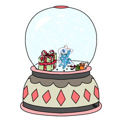 Size: 894x894 | Tagged: safe, artist:adoptishop, imported from derpibooru, oc, oc:fleurbelle, alicorn, alicorn oc, bow, female, hair bow, horn, mare, present, snow, snow globe, wings