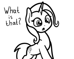 Size: 640x512 | Tagged: safe, artist:ewoudcponies, imported from derpibooru, trixie, pony, unicorn, grayscale, looking at you, monochrome, open mouth, simple background, solo, text, white background