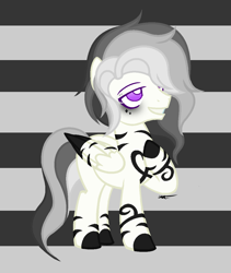 Size: 1016x1204 | Tagged: safe, artist:stelladiamond, imported from derpibooru, oc, oc only, oc:sterling onyx, pony, zebra, zebrasus, male, solo, striped background