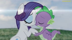 Size: 3640x2048 | Tagged: safe, artist:georgegarza01, imported from derpibooru, rarity, spike, dragon, comforting, eyes closed, female, high res, holding hooves, male, nose to nose, reassurance, sad, shipping, show accurate, sparity, story included, straight, winged spike, wings