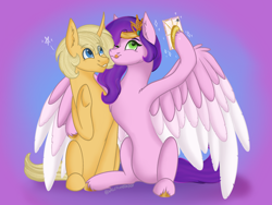 Size: 2160x1620 | Tagged: safe, artist:valeramoongod, imported from derpibooru, pipp petals, oc, oc:sunlight bolt, pegasus, pony, unicorn, g5, horn, my little pony: a new generation, selfie, unicorn oc