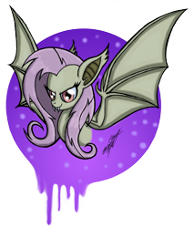 Size: 2803x3291 | Tagged: safe, artist:nightshadow154, imported from derpibooru, fluttershy, bat pony, pony, bat ponified, bust, flutterbat, high res, race swap, solo, traditional art