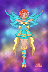 Size: 1600x2400 | Tagged: safe, artist:saphari, imported from derpibooru, rainbow dash, human, base used, clothes, dress, evening gloves, female, fingerless elbow gloves, fingerless gloves, gloves, humanized, long gloves, magical girl, smiling, stars, winged humanization, wings