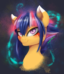 Size: 1871x2148 | Tagged: safe, artist:joan-grace, imported from derpibooru, oc, oc only, earth pony, pony, abstract background, blushing, earth pony oc, smiling, solo