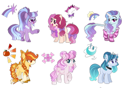 Size: 4800x3322 | Tagged: safe, artist:just-silvushka, imported from derpibooru, oc, oc only, earth pony, pegasus, pony, unicorn, base used, bow, braid, braided tail, choker, clothes, ear piercing, earth pony oc, eyelashes, female, glasses, hair bow, hoof fluff, hoof polish, horn, leonine tail, magical lesbian spawn, makeup, mare, messy mane, offspring, parent:applejack, parent:bon bon, parent:fluttershy, parent:nurse redheart, parent:pinkie pie, parent:princess celestia, parent:princess luna, parent:rainbow dash, parent:rarity, parent:sunburst, parent:trixie, parent:twilight sparkle, parents:appleburst, parents:rariluna, parents:twixie, piercing, raised hoof, simple background, smiling, socks, solo, striped socks, tail, tail bow, transparent background, unicorn oc, wings