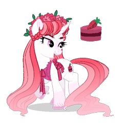 Size: 491x500 | Tagged: safe, artist:just-silvushka, imported from derpibooru, oc, oc only, pony, unicorn, base used, cake, clothes, eyelashes, female, floral head wreath, flower, food, horn, looking back, mare, simple background, solo, transparent background, unicorn oc