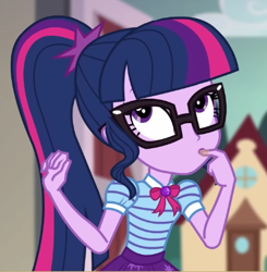 Size: 424x433 | Tagged: safe, imported from derpibooru, screencap, sci-twi, twilight sparkle, equestria girls, equestria girls series, holidays unwrapped, spoiler:eqg series (season 2), cropped, solo, the cider louse fools