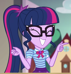 Size: 450x465 | Tagged: safe, imported from derpibooru, screencap, sci-twi, twilight sparkle, equestria girls, equestria girls series, holidays unwrapped, spoiler:eqg series (season 2), cropped, solo, the cider louse fools