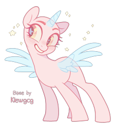 Size: 1398x1544 | Tagged: safe, artist:klewgcg, imported from derpibooru, oc, oc only, alicorn, pony, alicorn oc, bald, base, eyelashes, female, grin, horn, mare, simple background, smiling, solo, starry eyes, transparent background, wingding eyes, wings