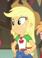 Size: 359x499 | Tagged: safe, imported from derpibooru, screencap, applejack, equestria girls, equestria girls series, holidays unwrapped, spoiler:eqg series (season 2), cropped, solo focus, the cider louse fools